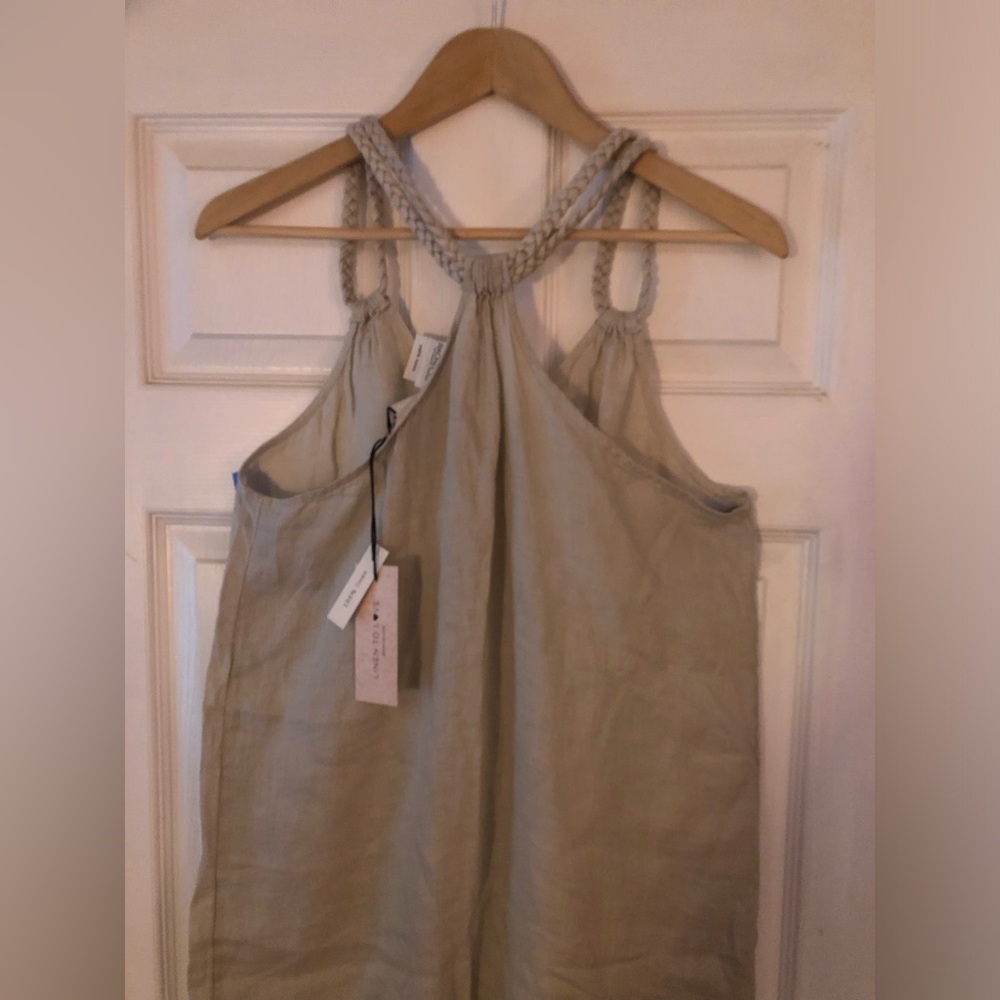 Rachel Zoe Linen Midi Dress with Braided Halter Straps in Beige - Picture 3 of 9